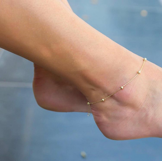 Elegant Gold Beaded Anklet